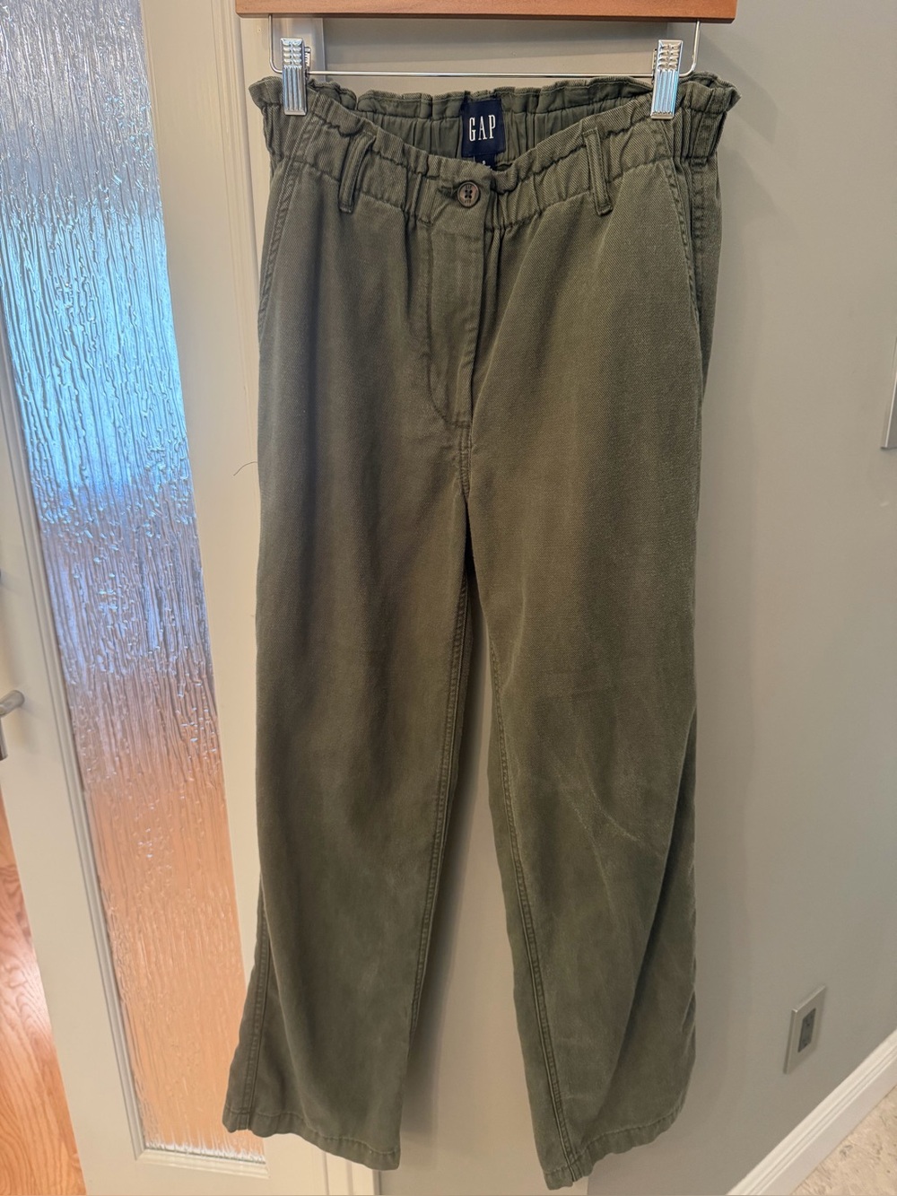 Gap High Rise Wide Leg Elastic Waist Pants Olive Green Small